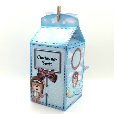 Caja Para Golosinas Osito Aviador Cotillon Cumpleaños X10