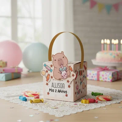 Caja Para Golosinas Temática Capibara/carpincho X10