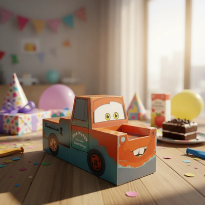 Caja Para Golosinas Temática Cars Cotillón Tow Mater X10