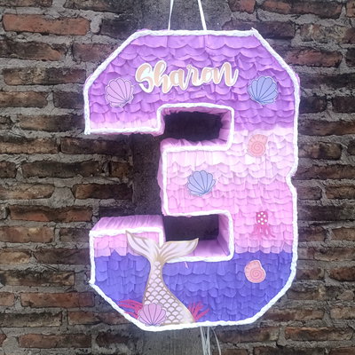 Piñata Cola De Sirena La Sirenita Artesanal Cumpleaños 50cm