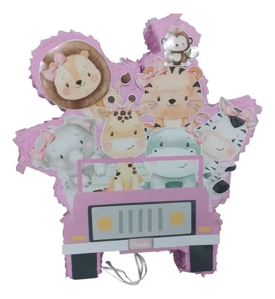 Piñata Artesanal Temática Jungla Animalitos Safari Cotillón