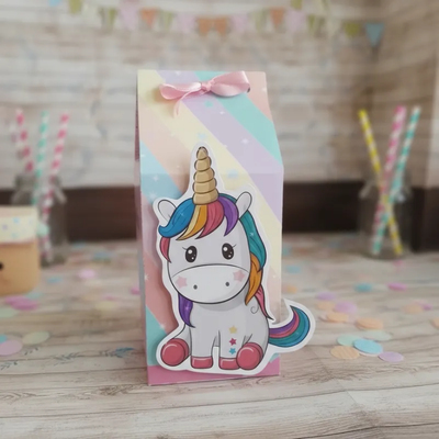 Cajitas Milk Box Para Golosinas Temática Unicornio Cotillon X10
