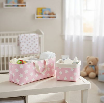 Pañalero y cesto - Rosa Estrellas -