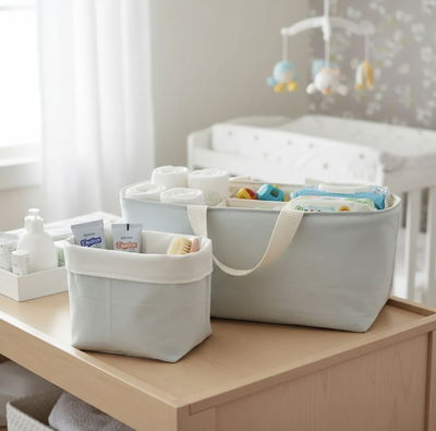 Pañalero y cesto - Gris perla -