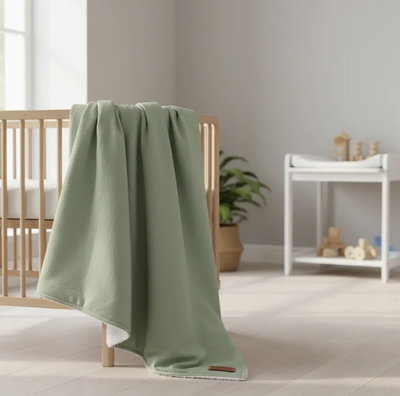 Manta Tusor  + Corderito - Verde Seco