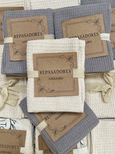 Set x2 Repasadores - Nido gris y natural -