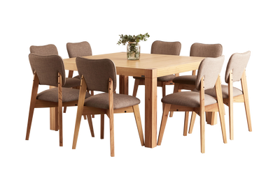 Mesa Cuadrada 1.38 x 1.38m + 8 sillas Frida Genoud