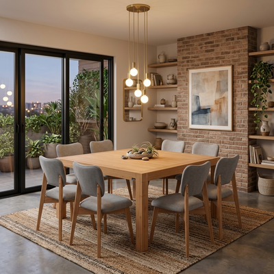 Mesa Cuadrada 1.38 x 1.38m + 8 sillas Frida Genoud