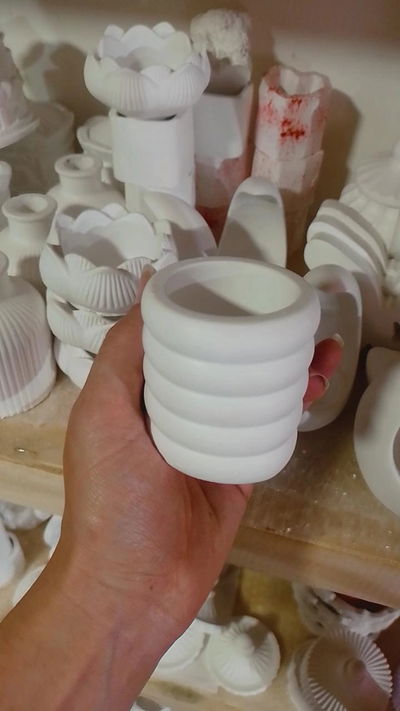 Pieza de Yeso MACETA O PORTA VELA ANILLO