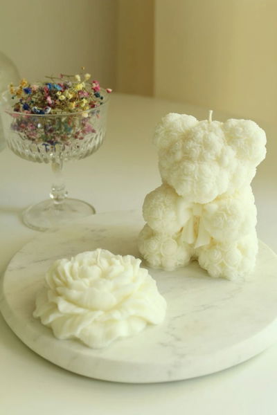 Vela Osito Rosa Moño blanco sin involtorio 