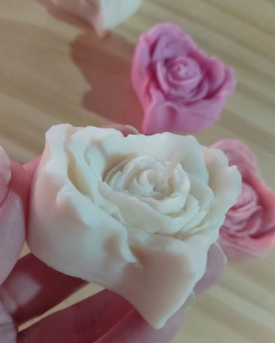 Vela Corazón Rosa Floreciendo x 3 Blanco