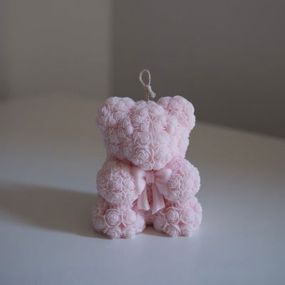 40 Vela Osito Rosa Moño SIN AROMA SIN ENVOLTORIO