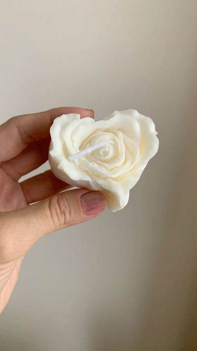 Vela Corazón Rosa Floreciendo x 1 Blanco