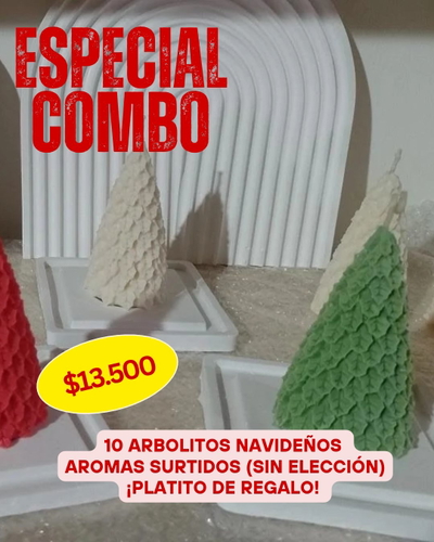 10 VELAS ARBOLITOS NAVIDEÑOS COLORES Y AROMAS SURTIDOS