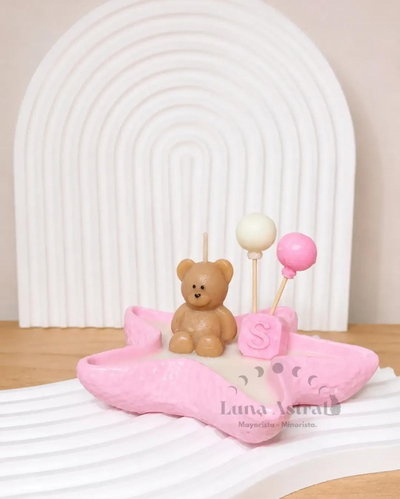 Solo VELA DECORADA ESTRELLA + Mini osito letras y globo