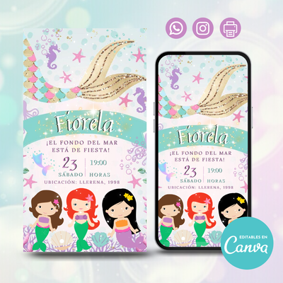 🧜‍♀️ Invitación Digital - La Sirenita