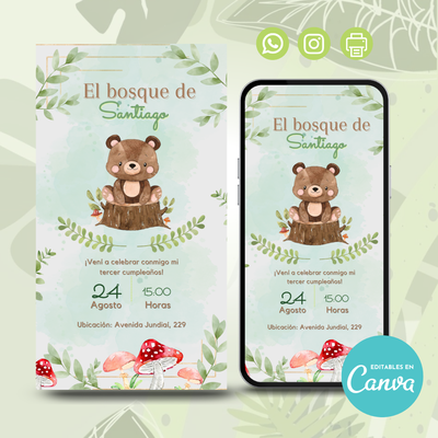 🧸 Invitación Digital - Osito Tierno