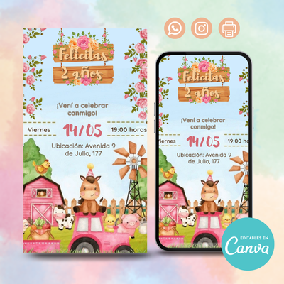 🌸 Invitación Digital - Granja Rosa 