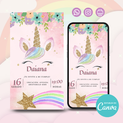 🦄 Invitación Digital - Unicornio 