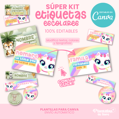 🎒 Super Kit de Etiquetas Escolares Editables 🏷️