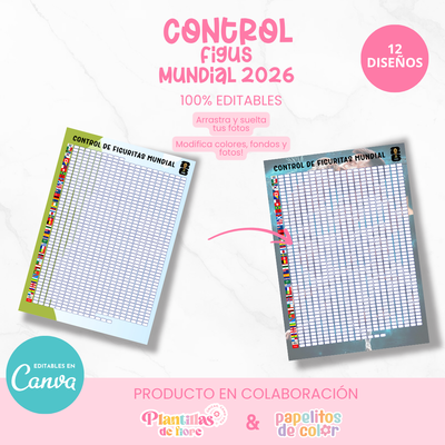 ⚽📋 Control de Figuritas Álbum Panini – Editables en Canva ✨🎨