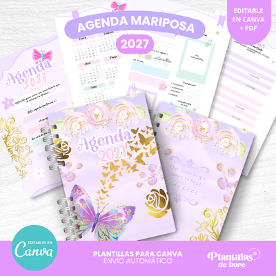 🦋 Agenda Mariposa Semanal - 2027✨