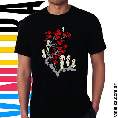 Remera Princesa Mononoke Kodamas 0001 LUMINISCENTE