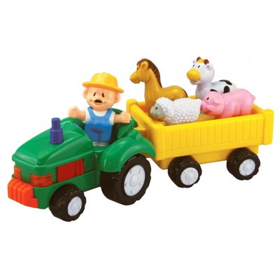 Farm Tractor Con Acoplado y Animales Navystar