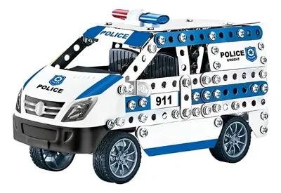 Metal Set Construction Camioneta Policia 314 Pzs
