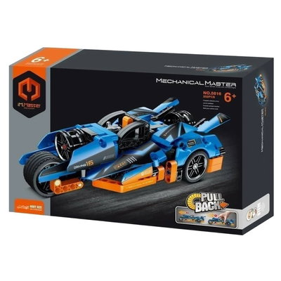 Mechanical Master Auto Azul De Carrera Para Armar Pull Back 202 Pzs