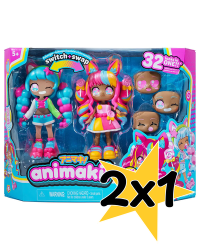 Animakii Muñeca 14cm Switch Y Swap Candy Y Bubblegum