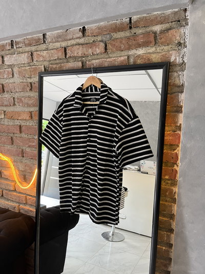 Camisa Oversize Crochet rayada