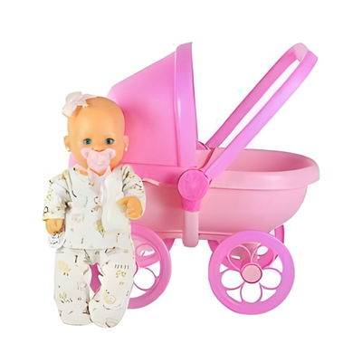 carrito de bebe con capota + bebe YOLY BELL