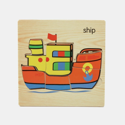 rompecabezas barco de madera