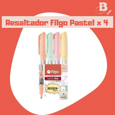 Resaltadores Filgo Lighter Fine Pastel x4 Unidades
