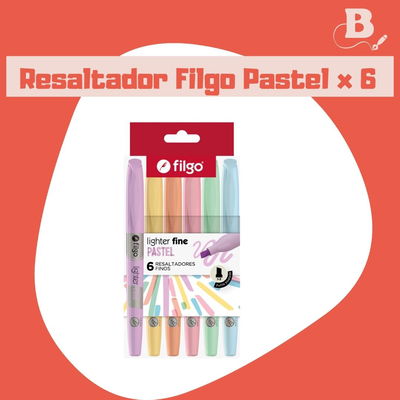 Resaltadores Filgo Lighter Fine Pastel x6 Unidades
