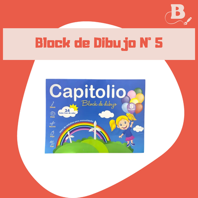 Block Dibujo N°5 Capitolio Color x 24 Hojas Multicolor Escolar