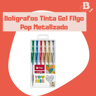 Bolígrafos Tinta Gel Filgo Pop Metalizados x 6 