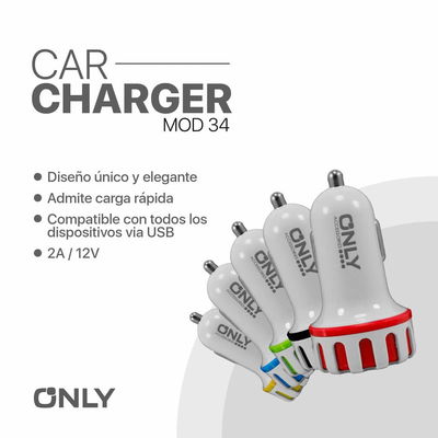 ADAPTADOR-CARGADOR 12V MOD34 – 2,4 AMP C/ 2 USB