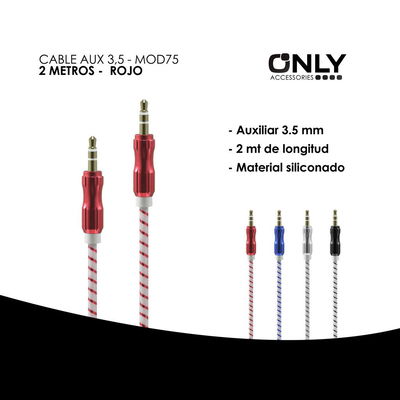 CABLE AUX 3,5 MOD75 – 2 METROS – METAL
