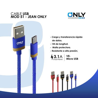 CABLE USB MOD 51 – JEAN ONLY – V8