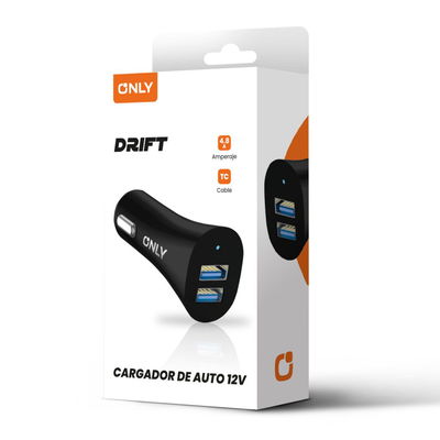 CARGADOR 12V DRIFT MODS-501 – 2 USB + CABLE TIPO C – ONLY