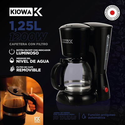 CAFETERA FILTRO 1200W 1.25L MODK-0057 – KIOWA 