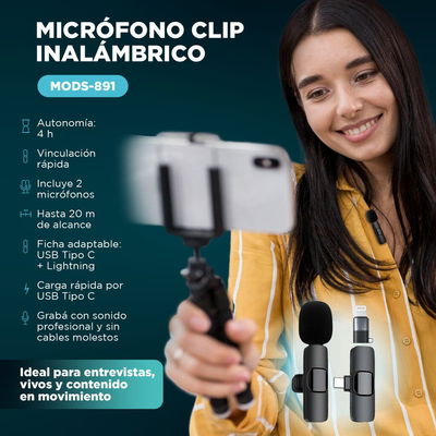 MICROFONO CLIP INALAMBRICO DOBLE ADAP TC + IP