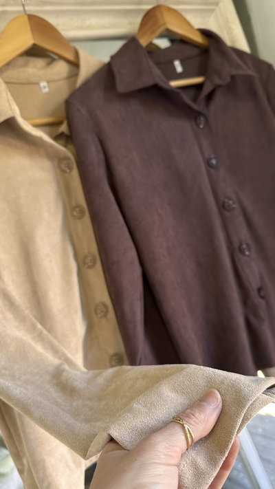 Camisa Gamuzada Beige