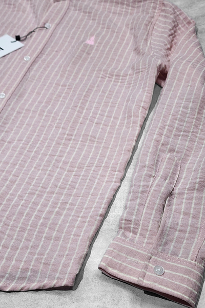 CAMISA LINO MAO "PETERSBURG" ROSA/BLANCO