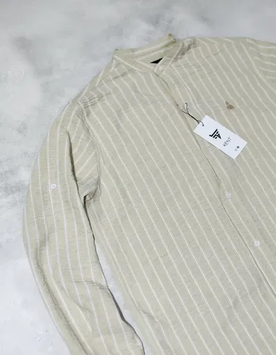 CAMISA LINO MAO "PETERSBURG" BEIGE/BLANCO