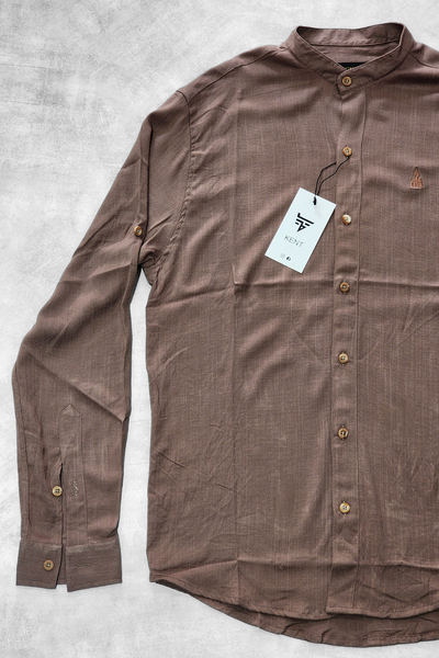 CAMISA LINO MAO "LYON" CHOCOLATE