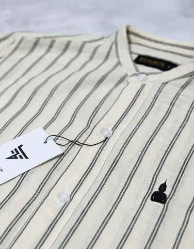 CAMISA LINO MAO "PETERSBURG" NATURAL/GRIS