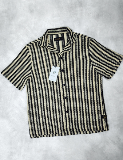 CAMISA CROCHET "BREMEN" NEGRO/NATURAL